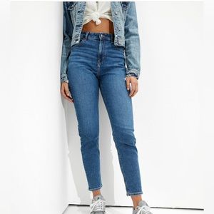 American Eagle Outfitters mom-fit dark wash  high-rise jeans.  Size 2 long.